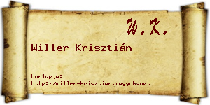 Willer Krisztián névjegykártya